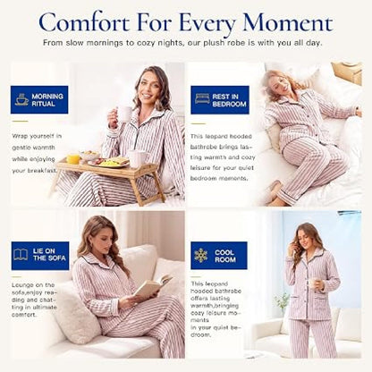 Ribbed Button-Front Plush Fleece Pajama Set detail