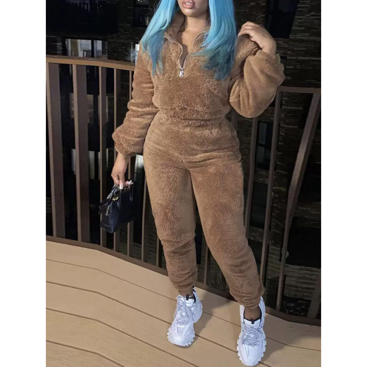 Zip-Front Fleece Two-Piece Loungewear Set detail