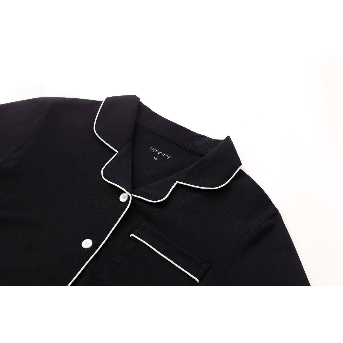 Piped Button-Down Cotton Pajama Set detail