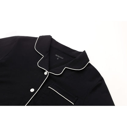 Piped Button-Down Cotton Pajama Set detail