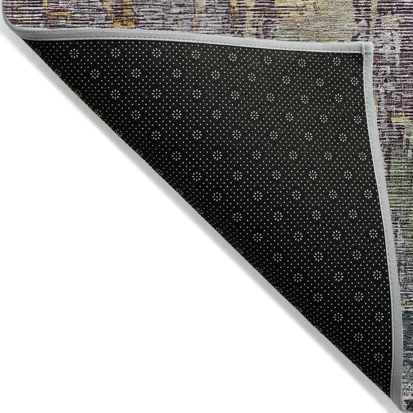 5' X 8' Pewter Abstract Washable Indoor Outdoor Area Rug
