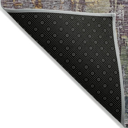 5' X 8' Pewter Abstract Washable Indoor Outdoor Area Rug
