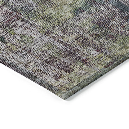 5' X 8' Pewter Abstract Washable Indoor Outdoor Area Rug