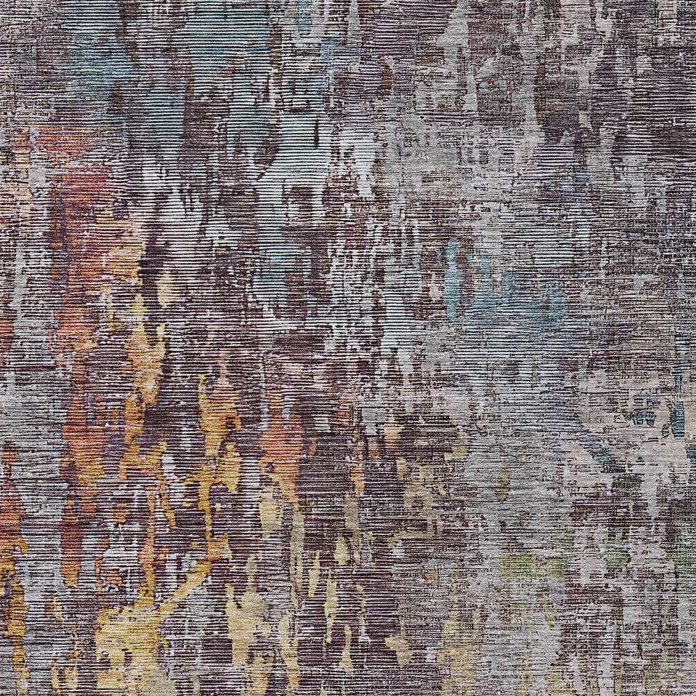 5' X 8' Pewter Abstract Washable Indoor Outdoor Area Rug