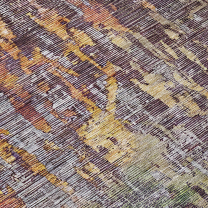 5' X 8' Pewter Abstract Washable Indoor Outdoor Area Rug