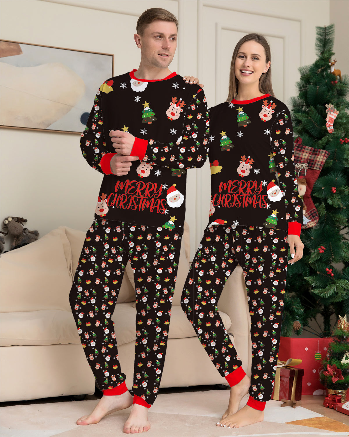 Festive family pajama set details