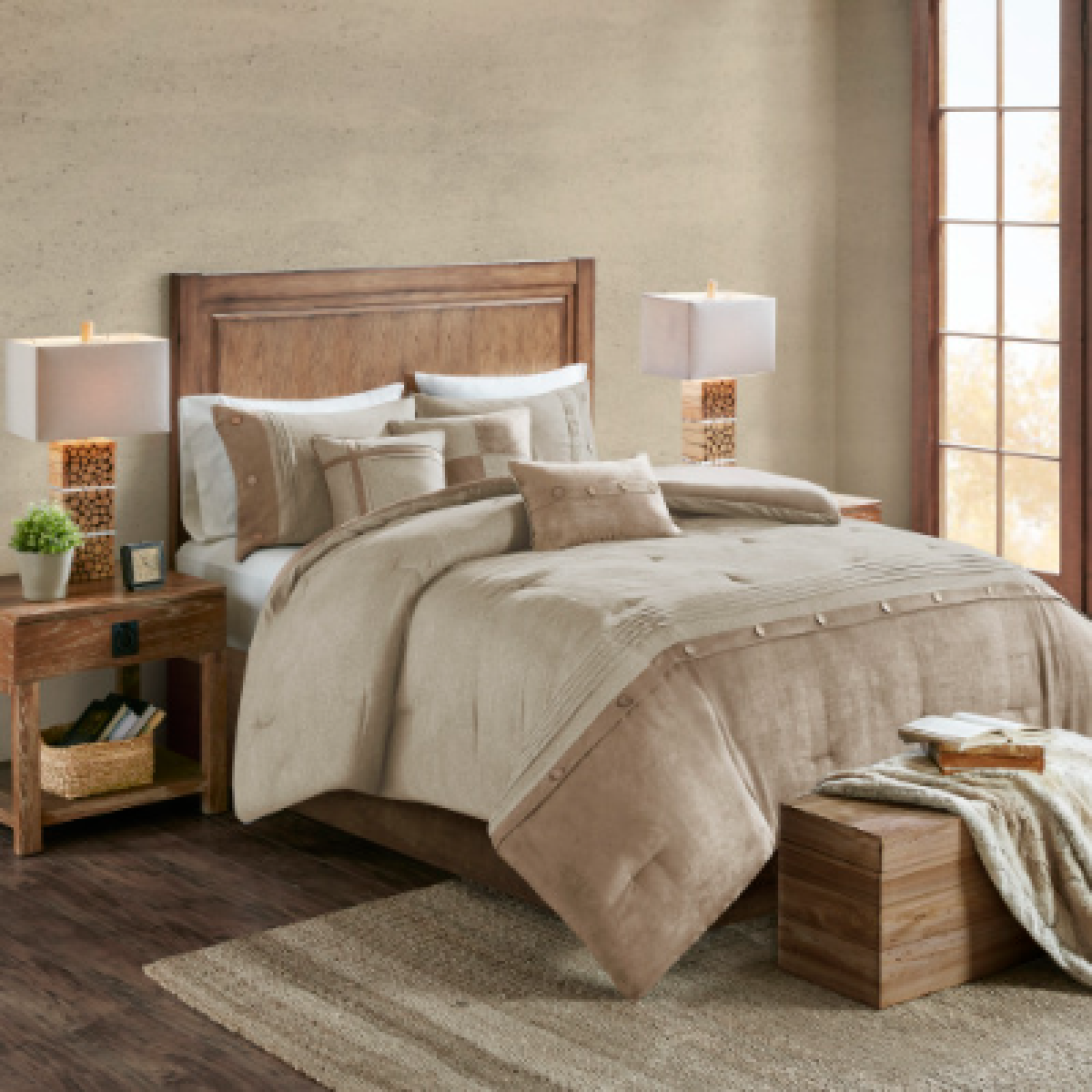 7-Piece Faux Suede Comforter Set - detail