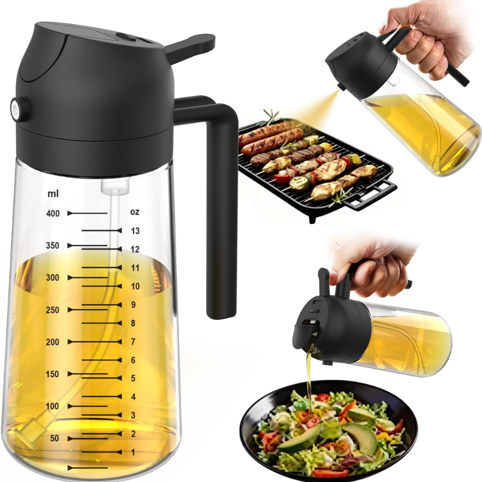 2-in-1 Glass Olive Oil Sprayer & Dispenser