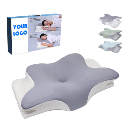 Wholesale Bed Sleep Wedge Contour Orthopedic Butterfly Shape Pillows Side Sleeper Anti Snore Cervical Memory Foam Pillow