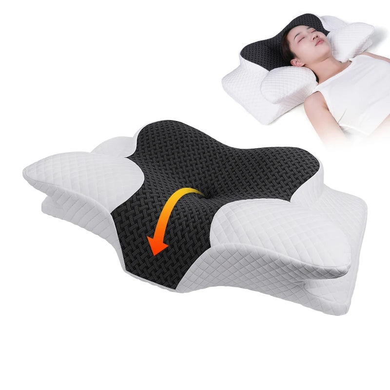 Wholesale Bed Sleep Wedge Contour Orthopedic Butterfly Shape Pillows Side Sleeper Anti Snore Cervical Memory Foam Pillow