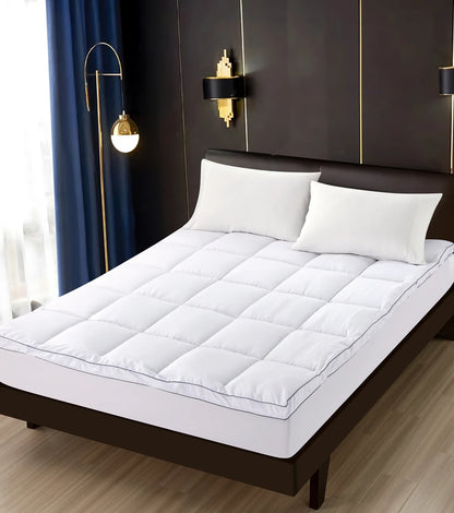 Hotel Bed Polyester Mattress Topper  for Home and Hotel,Extra Thickness(2 Inch) Warm and Comfortable with Grey Piping