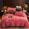 Winter Hot Soild Color Brushed Soft Warm Breathable Milk Velvet Bedding Sheet Sets