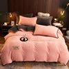 Winter Hot Soild Color Brushed Soft Warm Breathable Milk Velvet Bedding Sheet Sets
