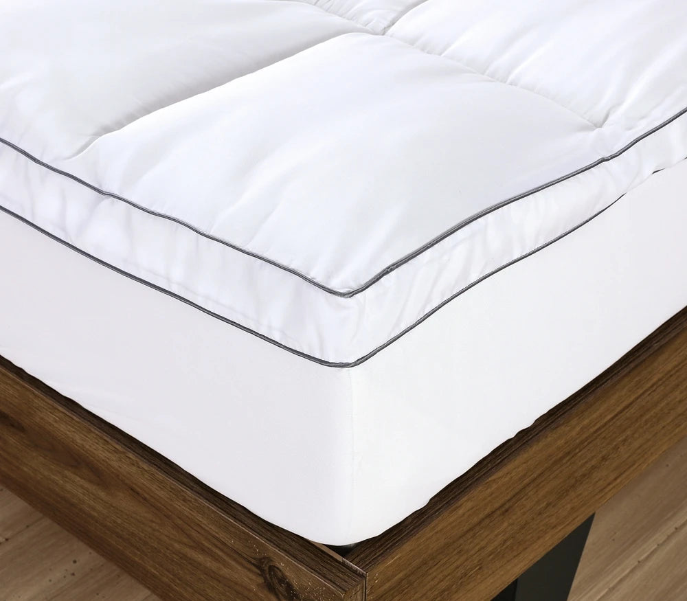 Hotel Bed Polyester Mattress Topper  for Home and Hotel,Extra Thickness(2 Inch) Warm and Comfortable with Grey Piping