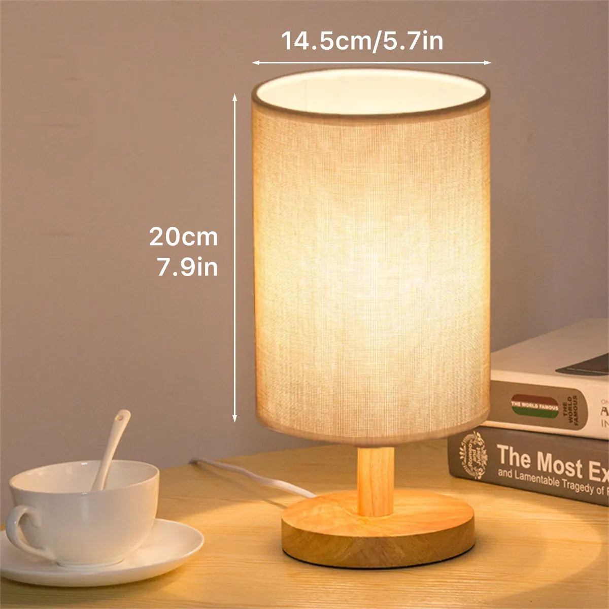 USB Wooden Bedside Table Lamp