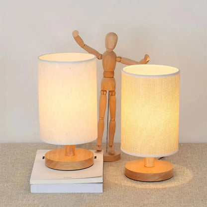 USB Wooden Bedside Table Lamp