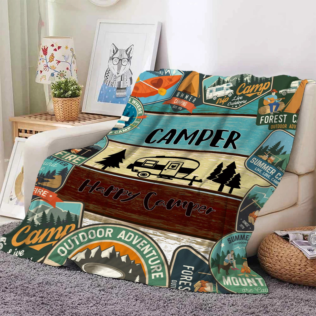 Camper Forest Plush Travel Blanket