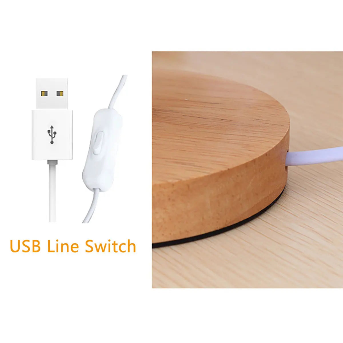 USB Wooden Bedside Table Lamp