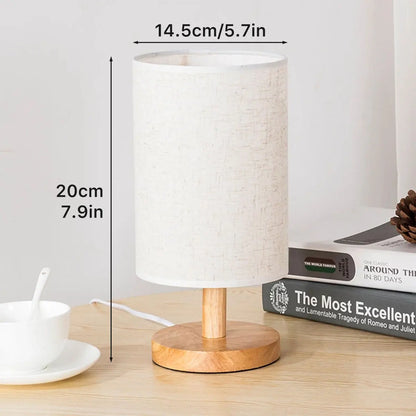USB Wooden Bedside Table Lamp