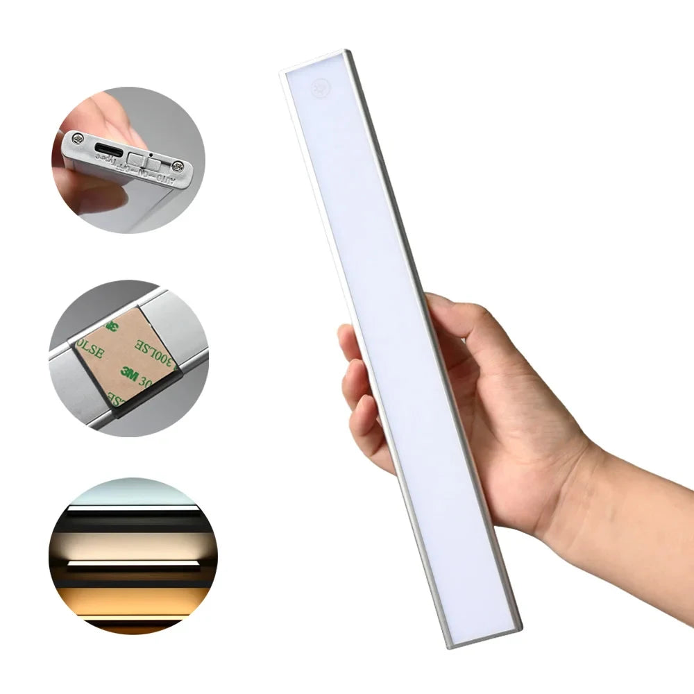 Full Screen Lamp Motion Sensor LED Night Light CCT Dual White 3000-6500K Dimmable USB-C Rechargeable Under Cabinet Wardrobe Lamp