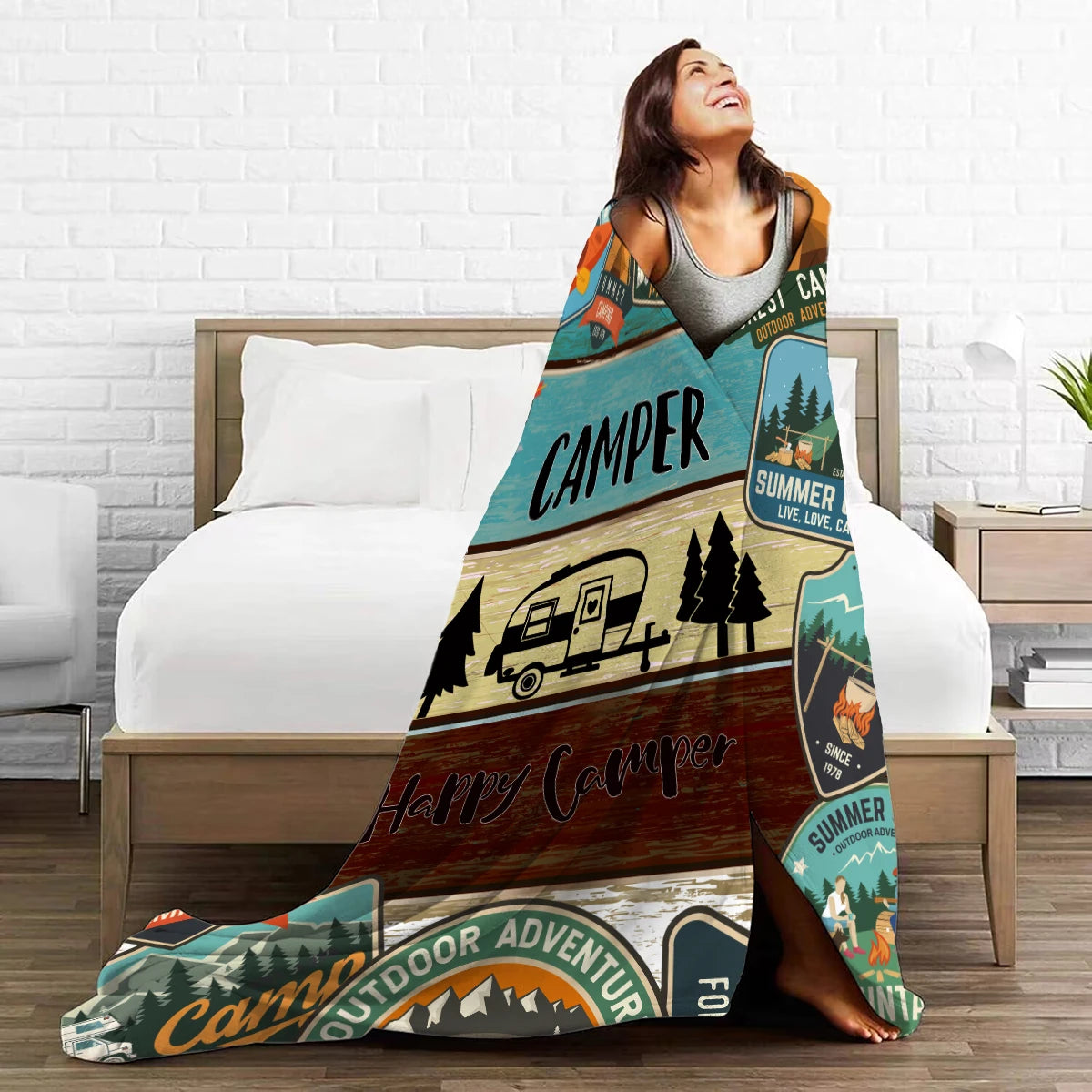 Camper Forest Plush Travel Blanket