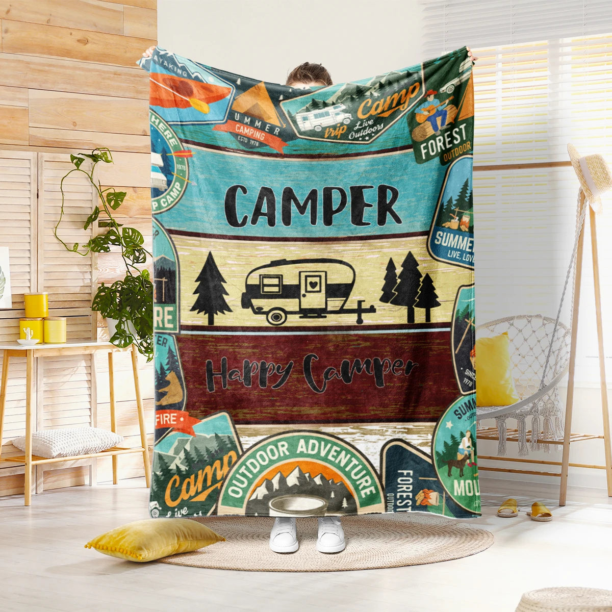 Camper Forest Plush Travel Blanket
