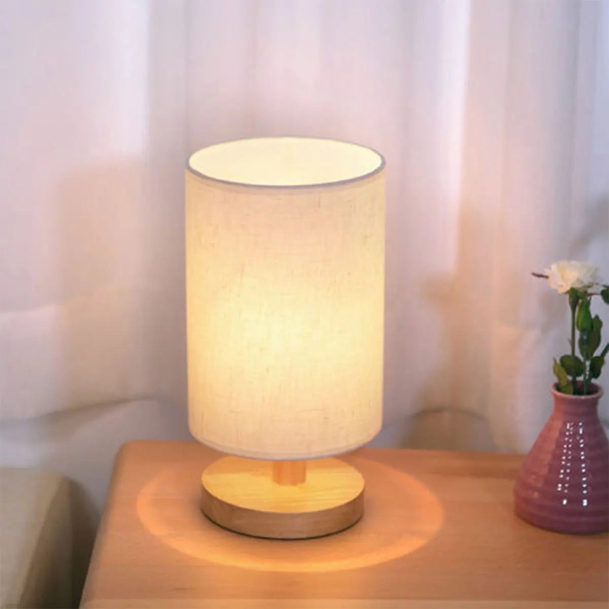 USB Wooden Bedside Table Lamp