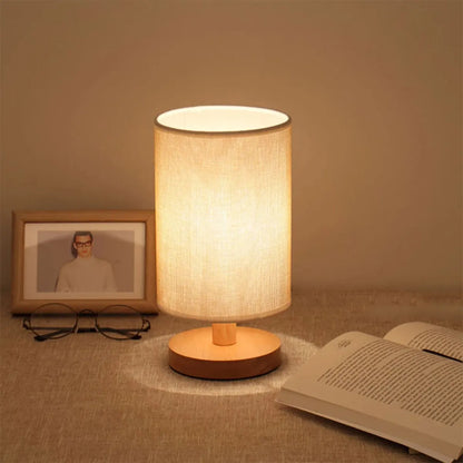 USB Wooden Bedside Table Lamp