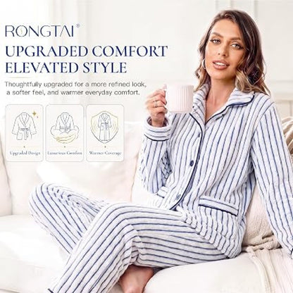Ribbed Button-Front Plush Fleece Pajama Set detail