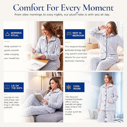 Ribbed Button-Front Plush Fleece Pajama Set detail